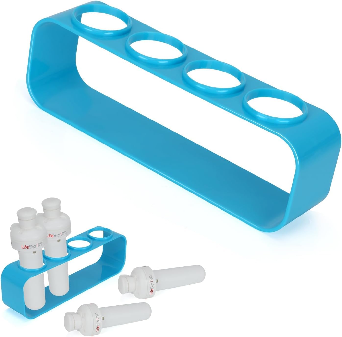 4 Hole Holder for Cirkul Flavors Cartridges, Heavy Duty Cirkul Cartridge Holder for Water Bottles, Keep Cartridge Dry and Access Space Saving Cirkul Flavor Storage Solution Blue