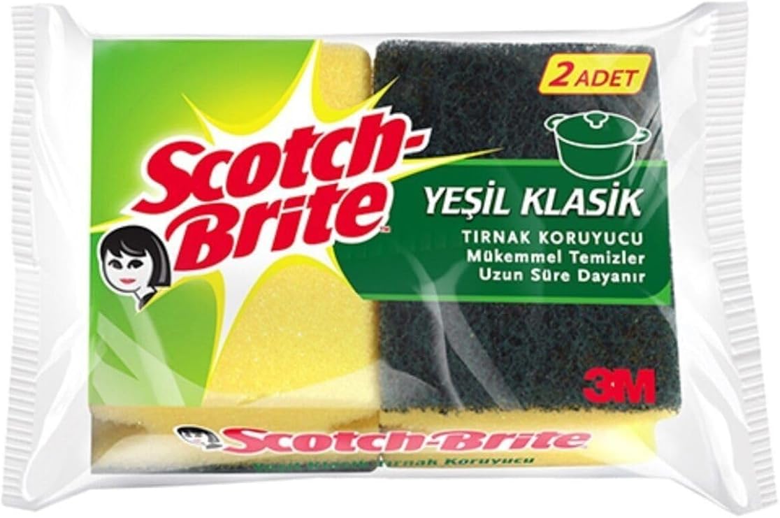 Scotch Brite Yeşil Klasik Tırnak Koruyucu Bulaşık Süngeri 2 Adet