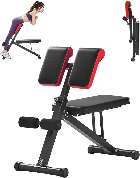 VEVOR Multi-Functional Roman Chair Hyperextension Bench for Full Body Workout, Adjustable & Foldable Extension Equipment (330 lbs / 660 lbs Capacity) for Back, Arm, Core & Ab Training, Sit Up Exercise Machine for Home Gym