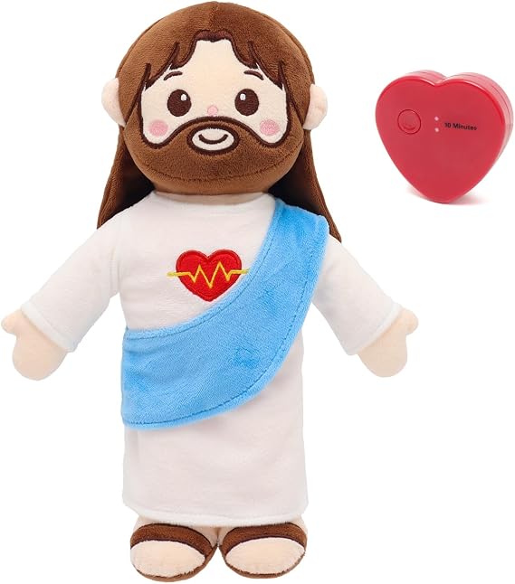 Jesus Plush Doll with Heartbeat Vibration 13" Stuffed Toy for Kids