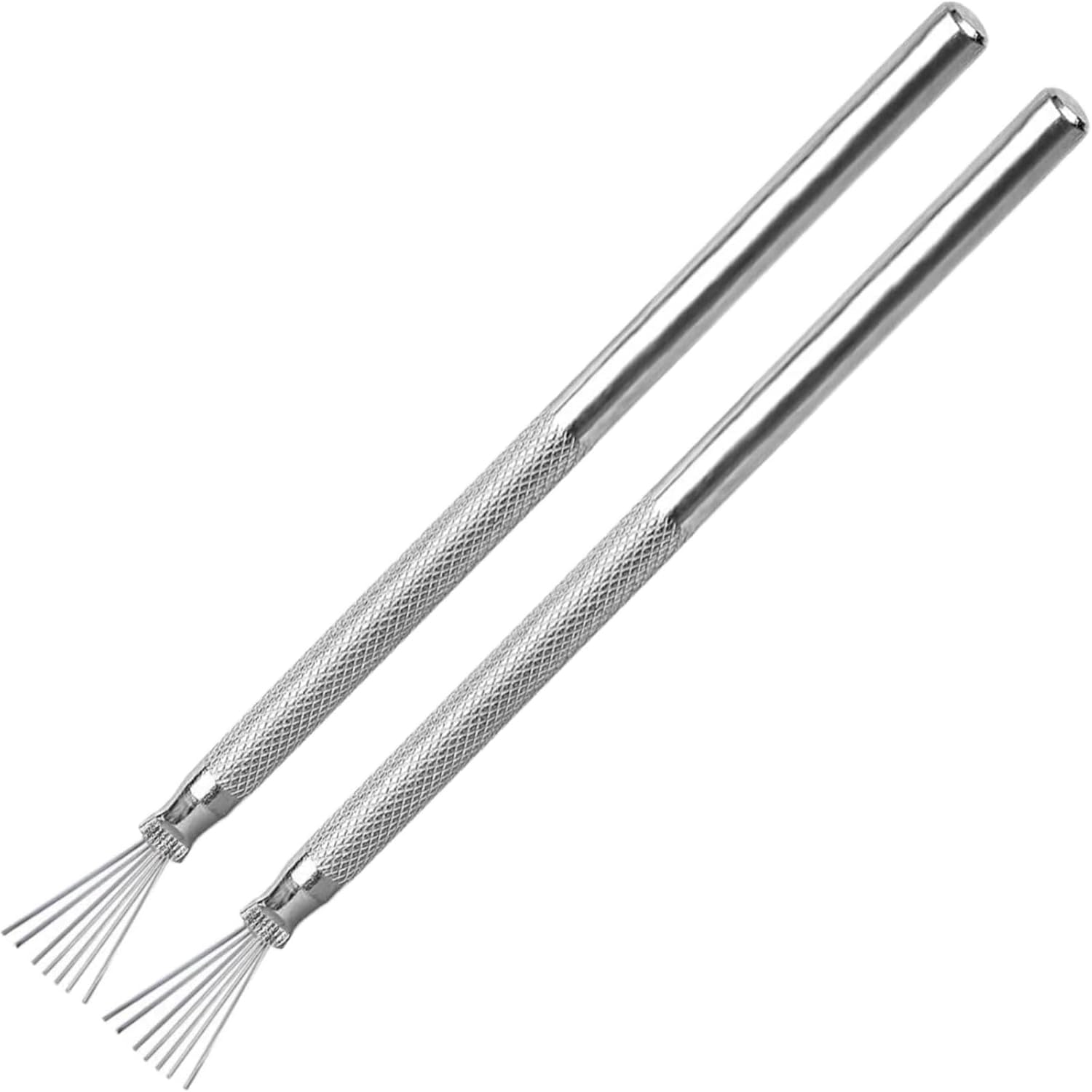 2PCS Clay Needle Tool Set - Seven Wire Texture Needles - Metal Pottery Scoring Sculpting Tools - Clay Modeling Carving Accessories (Silver)