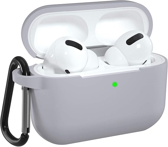 Silicone Case Cover Compatible with Apple AirPods Pro, Protective Soft Case with Carabiner for Airpods Pro 2