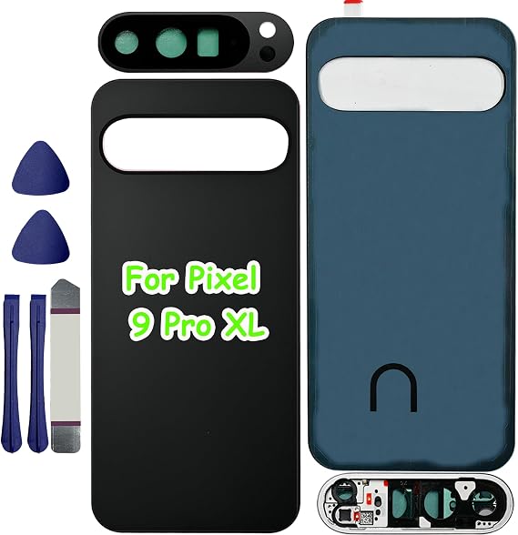 Pixel 9 Pro XL バックガラス交換用 Google Pixel 9 Pro XL 5G バックカバー ガラスハウジングドア テープとカメラレンズ+ツール付きオブシディアン
