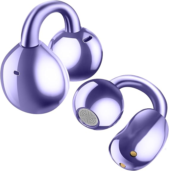 Ultra Open Ear Earbuds,Clip On Headphones with Digital Display Charging Case Bluetooth 5.4 Wireless Lightweight Comfort Bone Conduction earphones IPX7 Waterproof Sport Earphones for Running Fitness