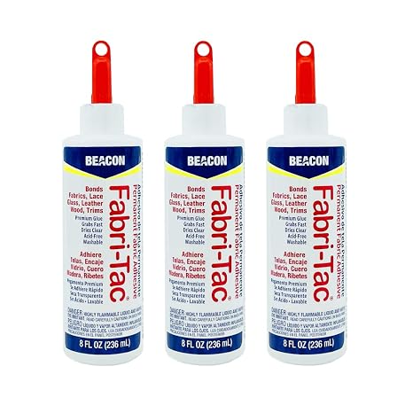 Adhesives FT8OZBOT12 Fabri-Tac Permanent Adhesive, 8-Ounce Clear (3 Pack)