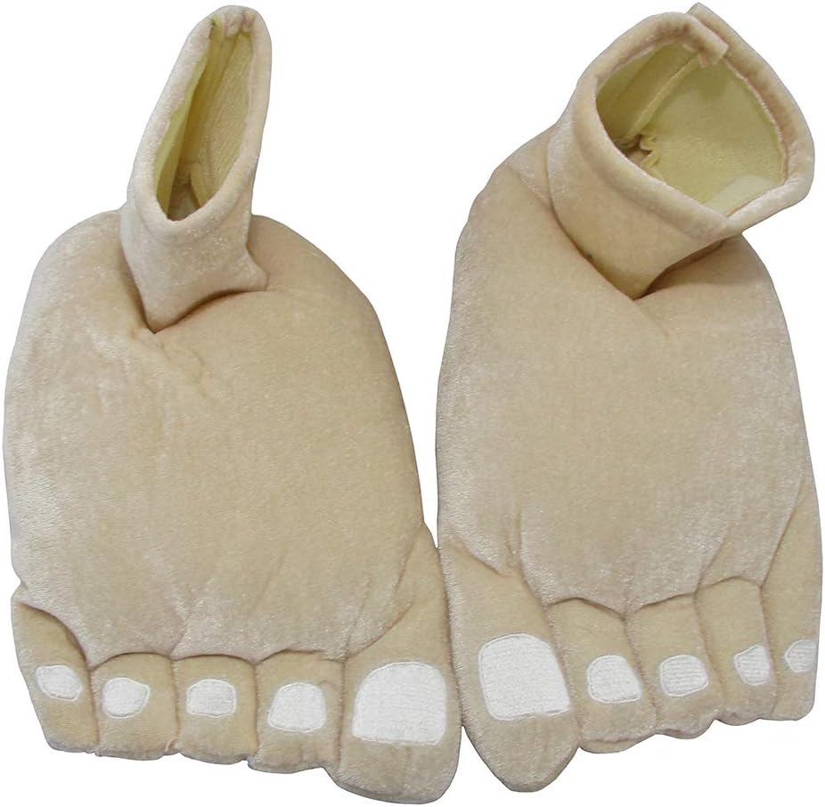 Nicky Bigs Novelties Adult Costume Accessory Big Giant Funny Feet Slippers Caveman Feet Shoe Covers Beige