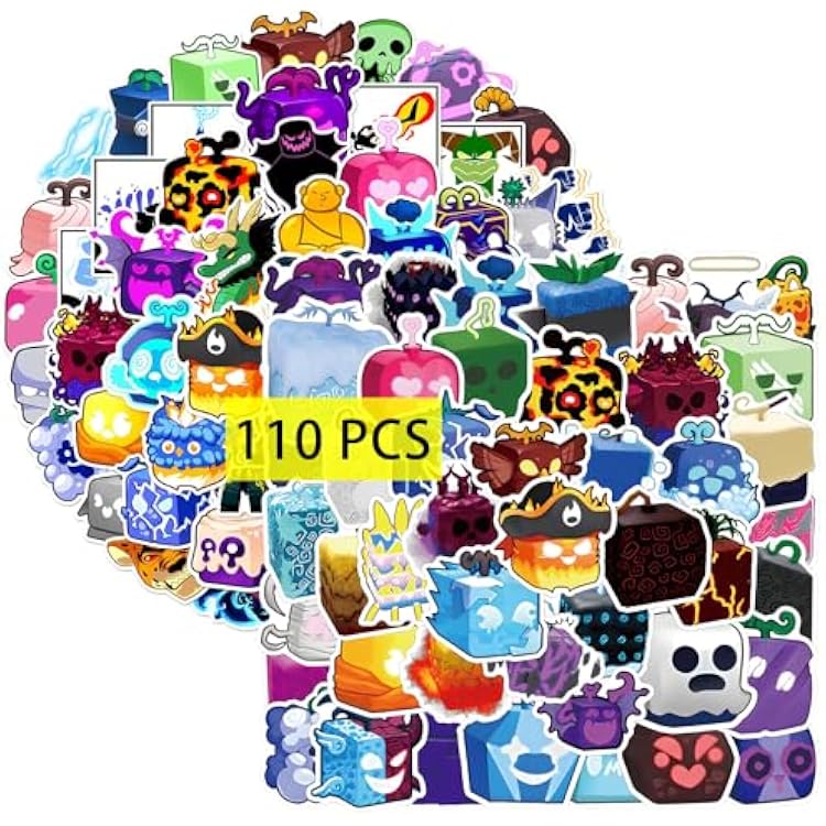 Pounchi Fruits Game Stickers 110 Pcs Video Game PVC Sticker, Gifts for Laptop Water Bottle Skateboard Party Supplies Decorations Teens Kids