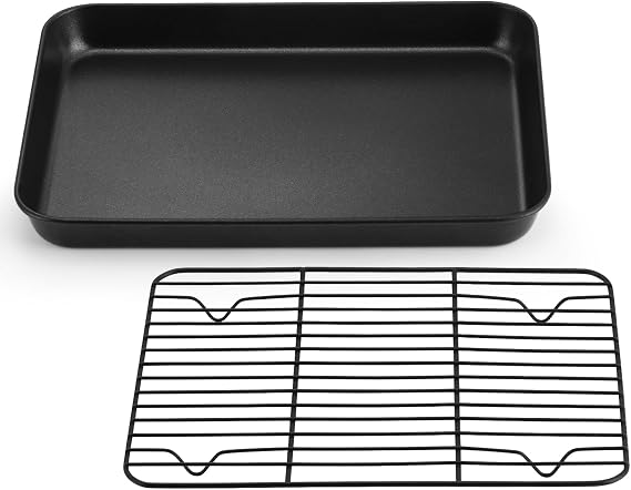 P&P CHEF Nonstick Baking Oven Pan with Rack for Cookie, 10.4 x 8 Inch