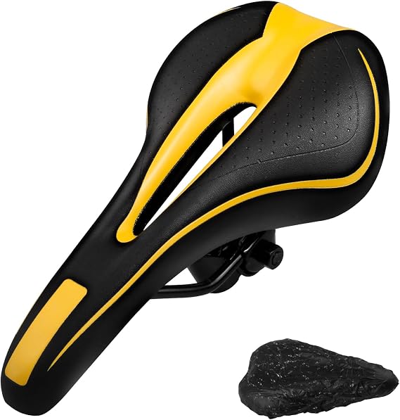 Gel Bike Seat for Men & Women, Mountain Bike Saddle, Comfortable Bicycle Seats, Soft Cushion Padded, Waterproof Saddles for Road, City, Exercise Bikes