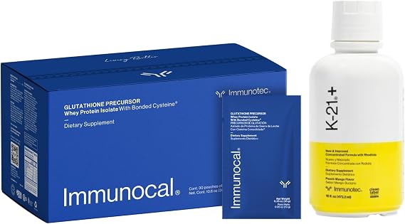 Immunocal Bundle with K-21 - Gluthathione Precursor, Whey Protein Isolate & Herbal Adaptogen Blend with Rhodiola Rhosea