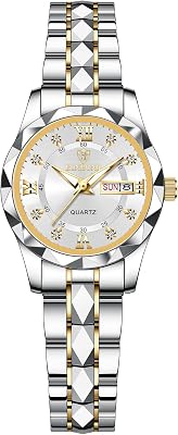 Watch for Women Luxury Dress Diamond Fake Mechanical Ladies Small Wrist Watches Day Date Stainless Steel Waterproof