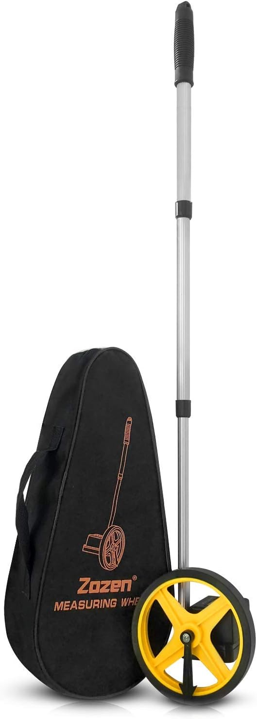 Zozen 6-Inch Measuring Wheel in Feet and Inches, Telescopic Handle, Yellow | One-Key Reset, Starting Point Arrow, Portable with Carrying Bag, Mechanical Measure Wheel Max 9,999 Ft, Adapt Various Roads