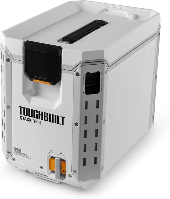 ToughBuilt Compact Cooler, Stackable Hard Shell Ice Chest for StackTech Boxes, Totes, or Lunchbox, 18 Can Capacity, White
