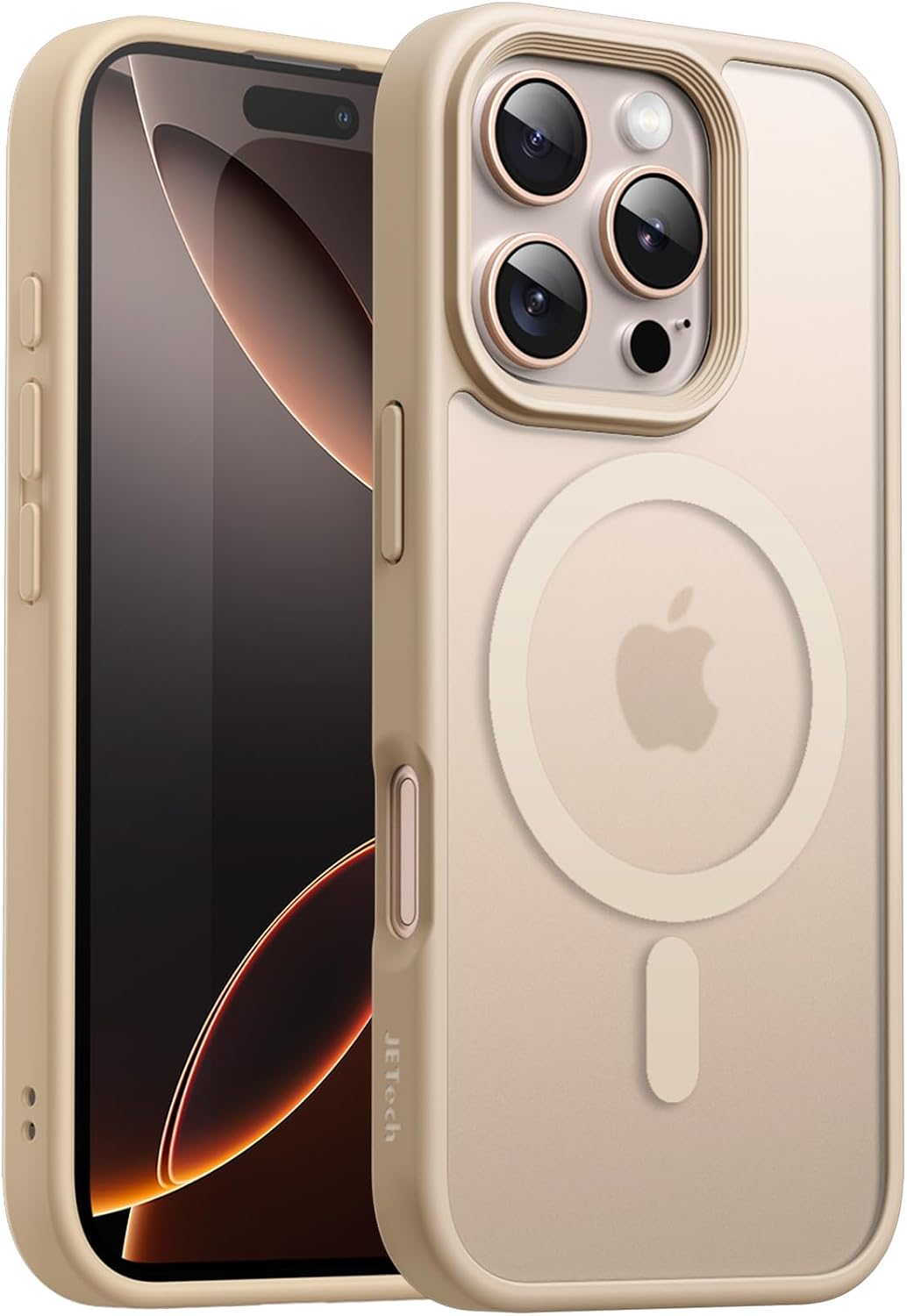 JETech Magnetic Case for iPhone 16 Pro Max 6.9-Inch Compatible with MagSafe, Translucent Matte Back Slim Shockproof Phone Cover Desert Titanium