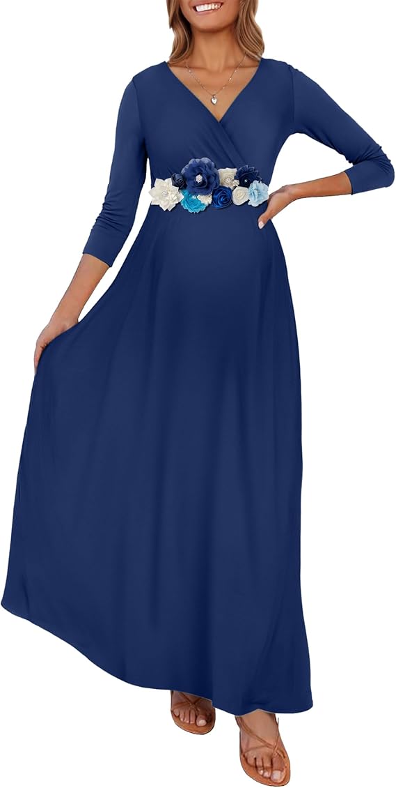 KIM S Maternity Maxi Dress for Baby Shower and Photoshoot