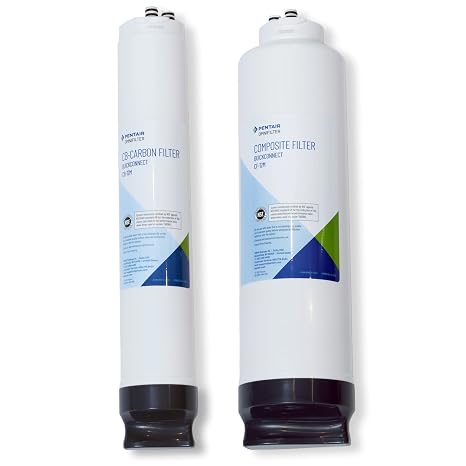 Pentair OMNIFilter QuickConnect Composite & Carbon Filter Twin Pack, Includes CB-12M Carbon Filter and CF-12M Composite Filter, For Use in OMNIFilter T600RO 3-Stage Tankless RO System | Composite Pre-Filter and Carbon Post-Filter Set for T600RO Tankless RO System, Replace Every 12 Months