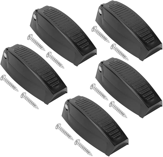 5PCS RV Trailer Door Hook Black White Plastic Spring Latch for Travel Camper Fifth Wheel Yacht Vehicle Door Secure Fastening with Screws Compact (Black)