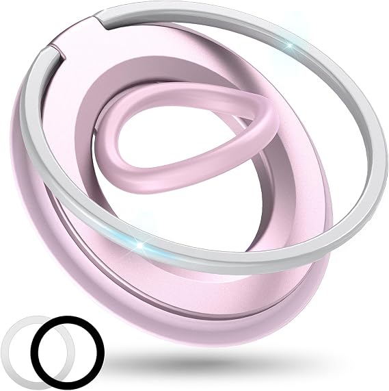 Magnetic Phone Grip for iPhone, 360 Rotation Silicone Phone Ring Grip,Metal Finger Kickstand Compatible with Magnetic Accessories for iPhone 17/16/15/14 Air Pro Max