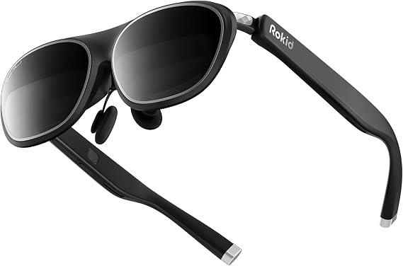 Rokid Max 2 AR Glasses Black 215 Inch Micro-OLED Display Myopia Adjustable (0-600D) 120Hz 50° FOV and 600nits Luminance Compatible with Android and PC/ROG/Steam