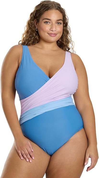 Sporti Plus Size Women's Athletic Tummy Control One Piece Swimsuit | Lycra Xtra Life, UPF 50+, Adjustable Straps, Removable Cups, Moderate Coverage, Fully Lined, Aquatic Fitness, Lap Swimming