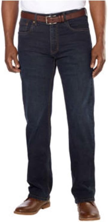 Urban Star Mens Jeans Relaxed Fit Straight Leg Stretch Jeans for Men 32W x 32L Black
