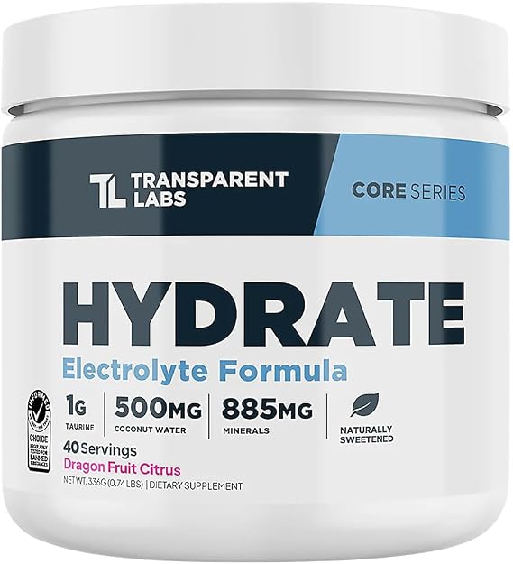 Transparent Labs Hydrate a Electrolyte Formula a Dragon Fruit Citrus (0.74 lbs./40 Servings)