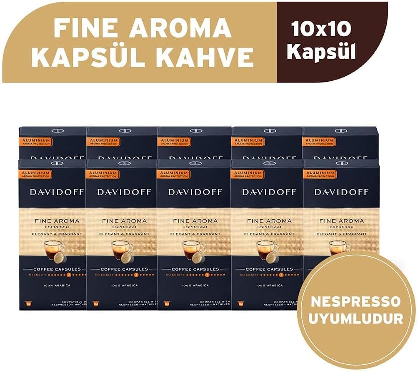 Davidoff Fine Aroma Espresso Kapsül Kahve 10X10 Adet - Nespesso Uyumludur