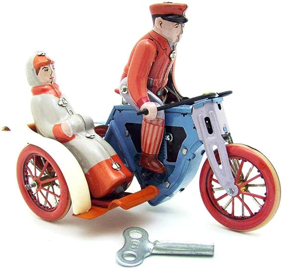 Charmgle Vintage Wind up Toys Spring Rickshaw Tin Toy Photo Props Xmas Gifts Party Favor Home Decoration Tricycle Toy