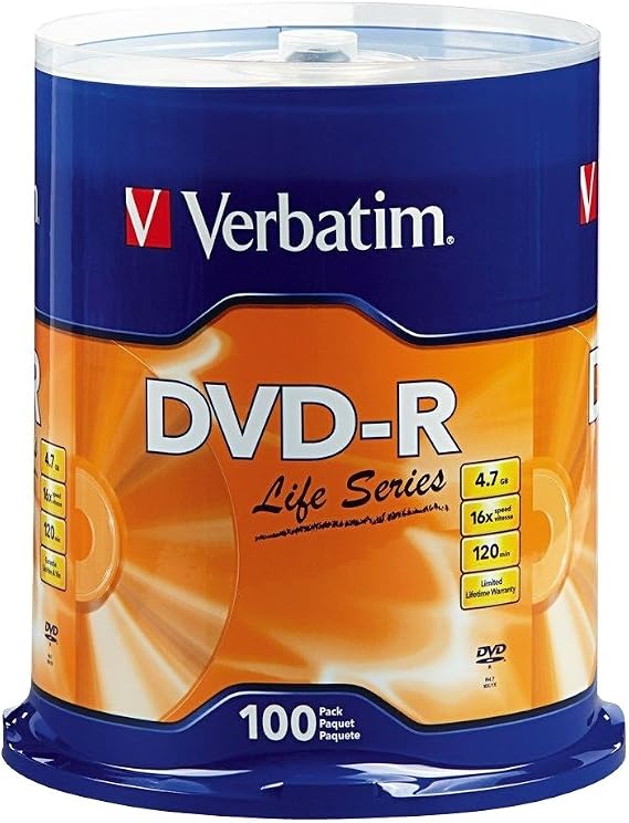 Verbatim 49088 Life Series 97177 16x DVD-R Silver 100/Pack