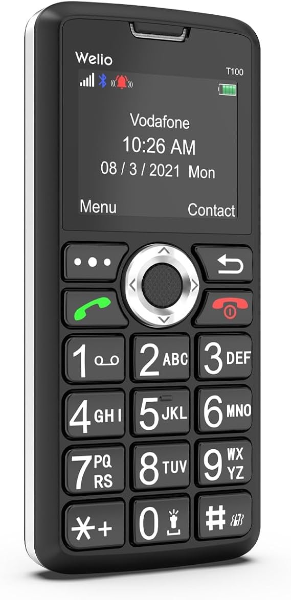 Welio WKey T100 Cameraless Soldier/Old Cell Phone with Keys (Black-Grey)