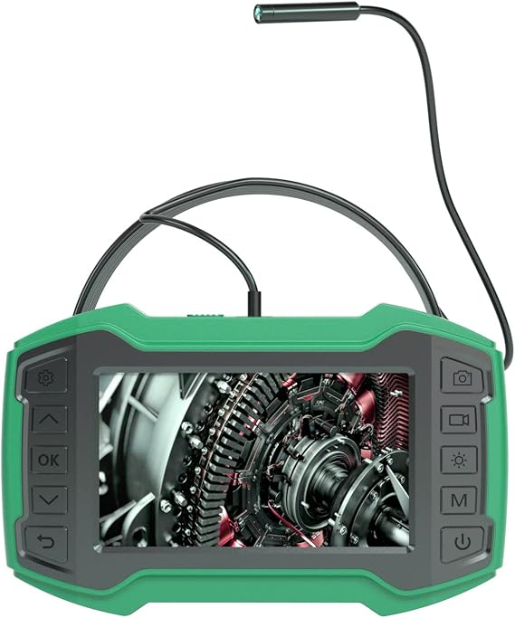 Snake Camera with Light and Screen, Duct Inspection Camera with 4.5" IPS Screen and 6 LED Lights Borescope Inspection Camera, Dual Lens Industrial Endoscope with 32GB Card