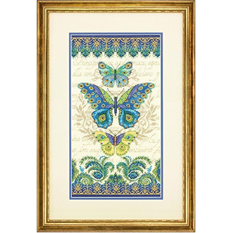 Dimensions Peacock Butterflies Advanced Counted Cross Stitch Kit, 14 Count White Aida, 8 x 15