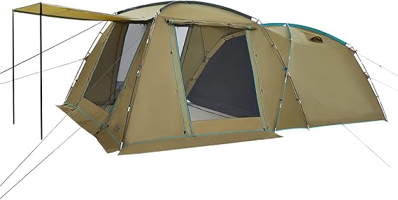 TIMBER RIDGE 2-Room Dome Tent, For 5 People, Large Family Tent, Uses Fiberglass Poles, Double Layer, Mesh Inner, 4-Sided Doors, Easy Setup, UV50+, Water Resistance, Insect Proof, Breathable, Windproof