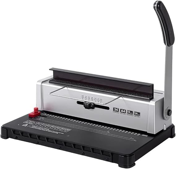 Binding Machine, Binding Machine Manual Book Maker 34-Holes 120 Sheets Punch Binder with Adjustable Coil Spines