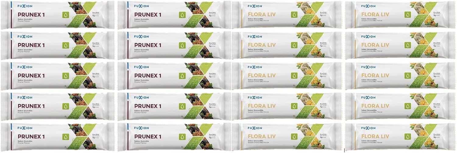 Fuxion PRUNEX1 and Flora LIV. PMAM Colon Defense and Cleanse. 10 SACHETS of PRUNEX and 10 SACHETS of Flora LIV