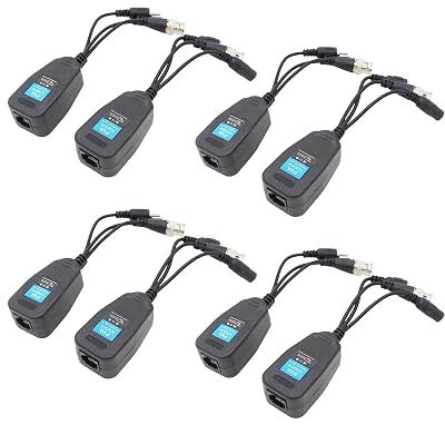 AIMHDUTY Passive Vedio Baluns Connector 4 Pairs, BNC to RJ45 Balun Cat5Cat6 Adapter with DC Male Female, RCA Male Audio end for CCTV Suvelliance System, Analog, AHD.TVI.CVI 720P, 1080P, 8MP Cameras