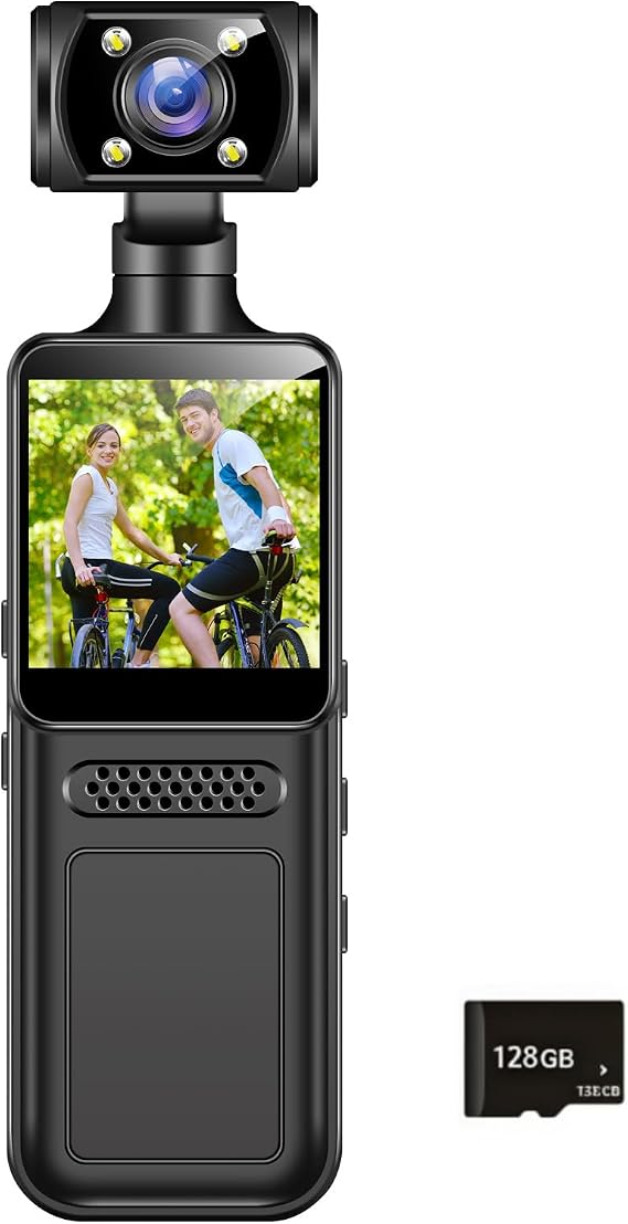 4K Body Camera Video Small Wearable Body Portable 180 Degree Rotatable Lens Sport Action Outdoor Video Recorder Riding Recorder