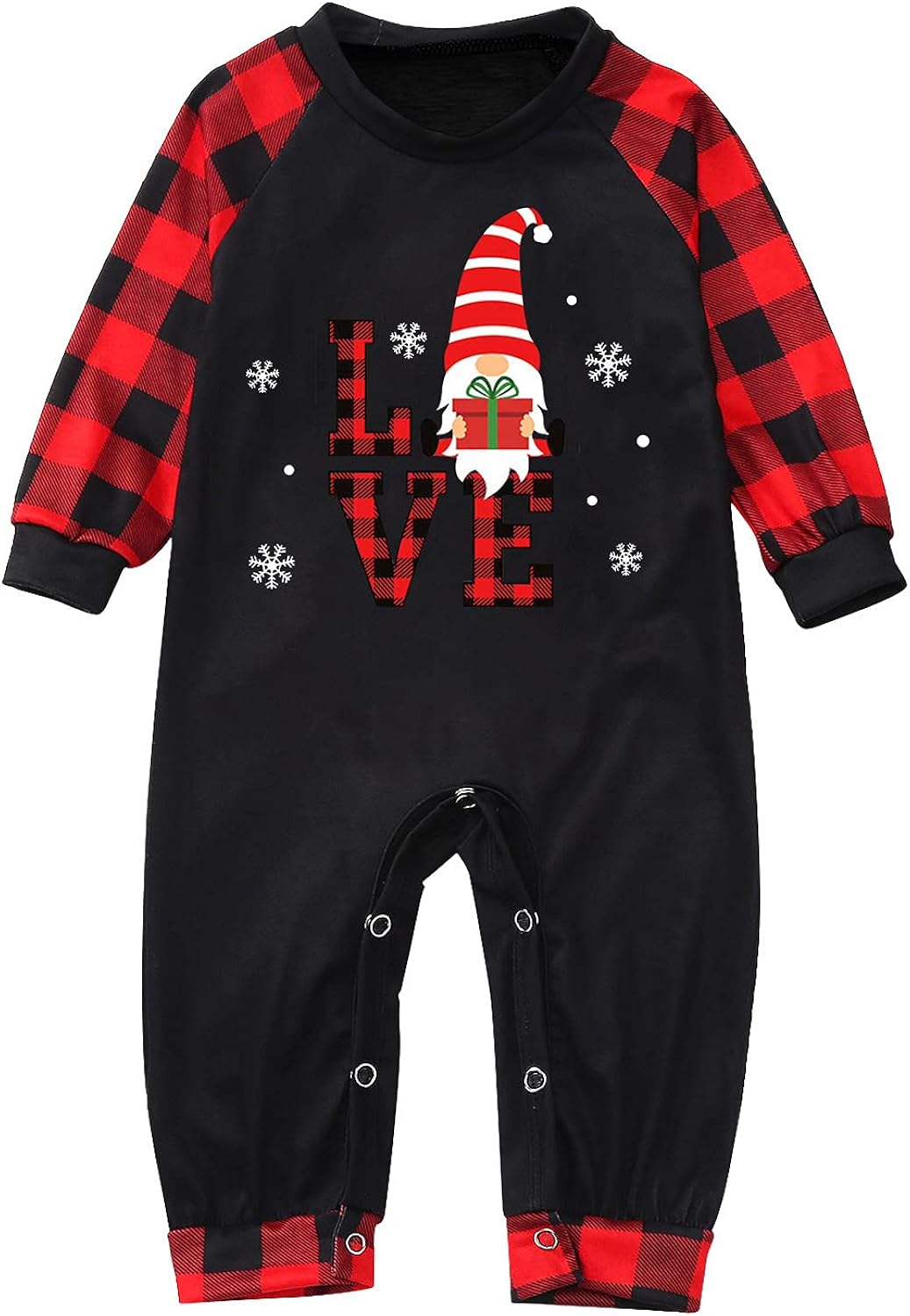 Family Christmas Pjs Raglan Shirt Long Sleeve Sleepwear Ugly Print Matching Buffalo Plaid Nightgowns Family Outfit