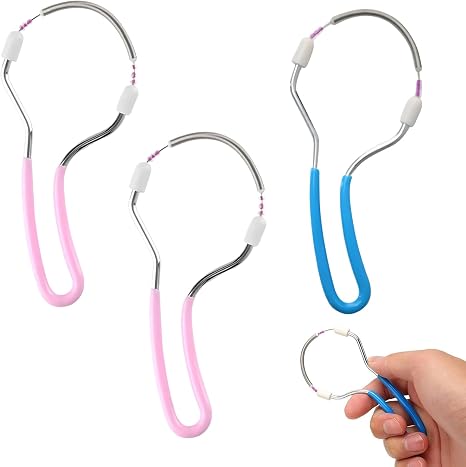 3 Stück GesichtshaarentfernerGesichtsepilierer Frühlings GesichtsepiliererManueller Tragbarer Epilierer Geeignet Für Gesichtshaarentfernung Stirn Wange Oberlippe(Pink Und Blau)
