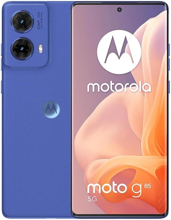 Motorola Moto G85 5G (256GB, 8GB) 6.67" 3D Curved pOLED, Android 14 (International Model Unlocked for T-Mobile Mint Tello & Global ) XT2427-1, Blue