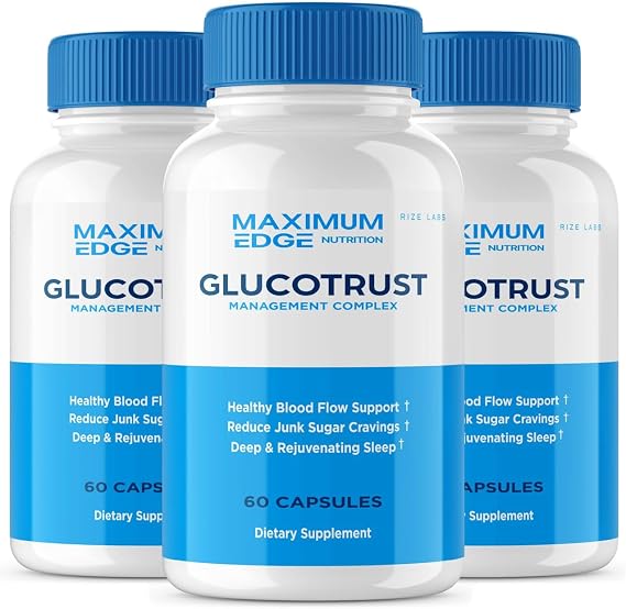 rize labs - Glucotrust Supplement Capsules, Advanced Formula Pills, Balance Original Edge Support Extra Strength, Natural, Vegan, 3 Pack (180 Capsules)