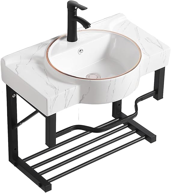 Wall mounted bathroom sink,bathroom vanity with sink,floating bathroom vanity with sink,With bracket,faucet,angle valve,suitable for bathroom,balcony,laundry room,guest room, courtyard ( Size : 65*41