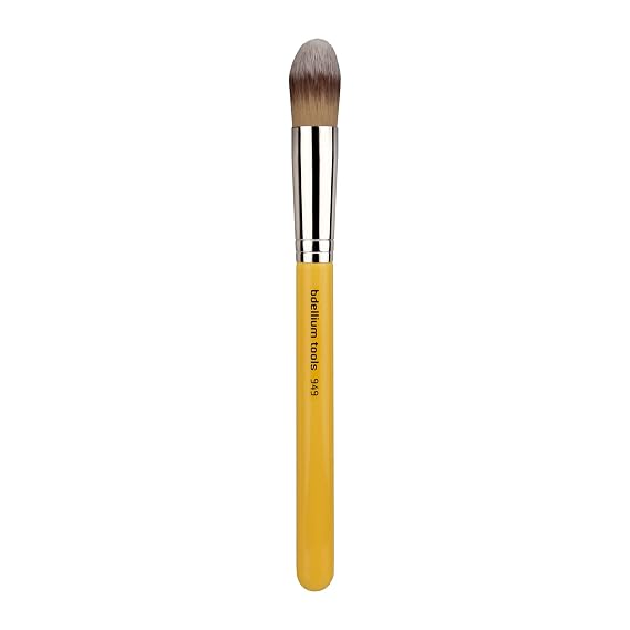 Bdellium Tools Professional Makeup Brush - Studio Series 949 Pointed Foundation - With Soft Synthetic Fibers, For Foundation & Concealing (Yellow, 1pc)