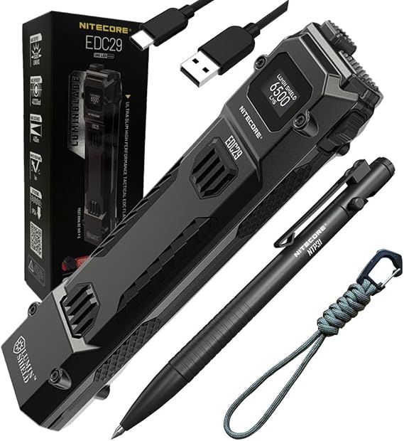 Nitecore EDC29 + NTP31 Combo - Ultimate EDC Combo EDC29 6500 Lumens Rechargeable Flashlight & NTP31 Pen with Self- Tungsten Tip, Waterproof, Portable, Durable, for Everyday Carry & Emergency Use