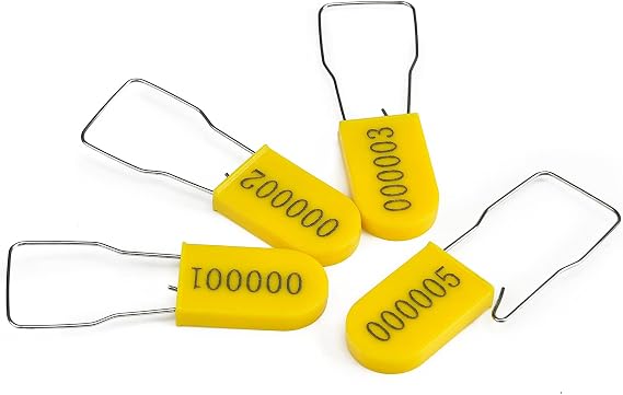 500PCS Plastic Padlock Security Seals Metal Wire Padlocks Electric Meter Seal Disposable Anti-Tamper Lock Numbered Anti Tamper Tag Hasps Yellow