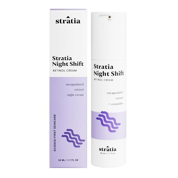 Stratia Night Shift Retinol Cream Age-Defying Face Moisturizer for Smooth, Radiant Skin, Hydrating & Gentle Lotion for All Skin Types, 1.7 Fl Oz