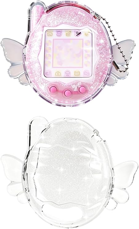 Hard PC Protective Case for Tamagotchi Connection V3, Shockproof Hard Shell Cover, Anti-Scratch Drop Protection Bumper Case for Tamagotchi Connection V3 Virtual Pet, Glitter Clear-Angel