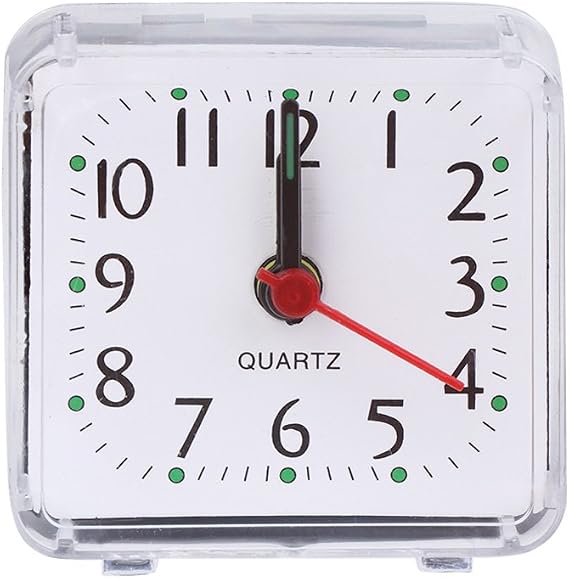 Square Alarm Clock Compact Increase Snooze Clock Accessories Home Office Wake-up Supplies Silent Clock Mechanism with Hook