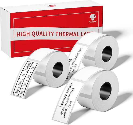 [3x105 pcs] Phomemo Address Labels M110-0.98''x2.64'' (25x67mm) | for M110/M220/M100/M221/M250 Label Printer, White, 105 Labels/Roll, All-Purpose Adhesive Thermal Phomemo Original