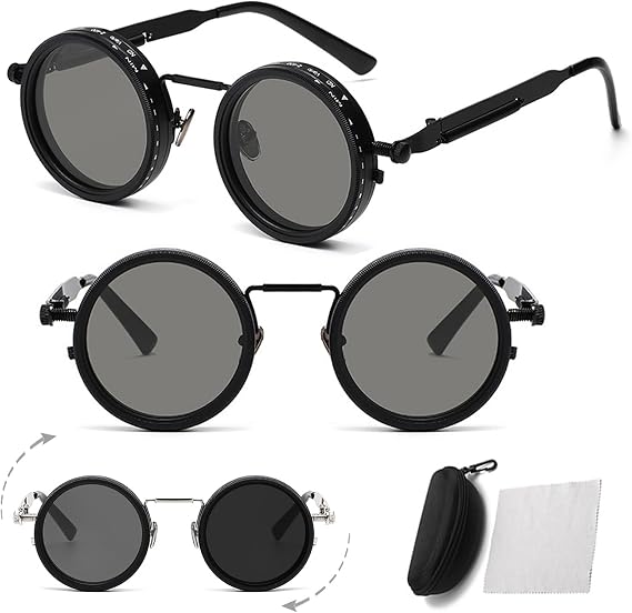 Flexitint Retro Glasses, Adjustable Tint Sunglasses Sunglasses with Built-in ND Filter, with 1-9 Gear Control